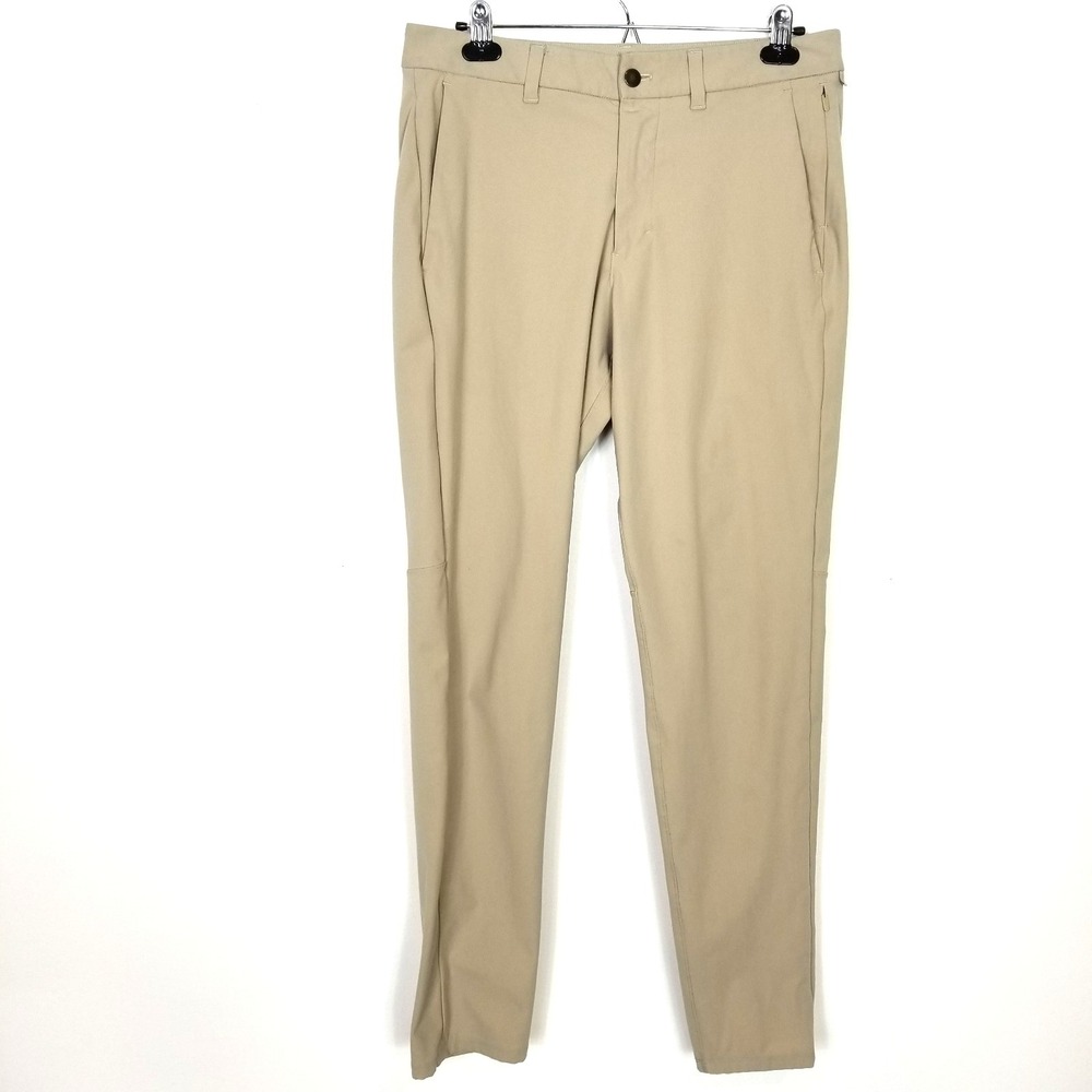 Lululemon Men Commission Slim-Fit Pants Sz 32 x 33 Warpstreme Beige Performance